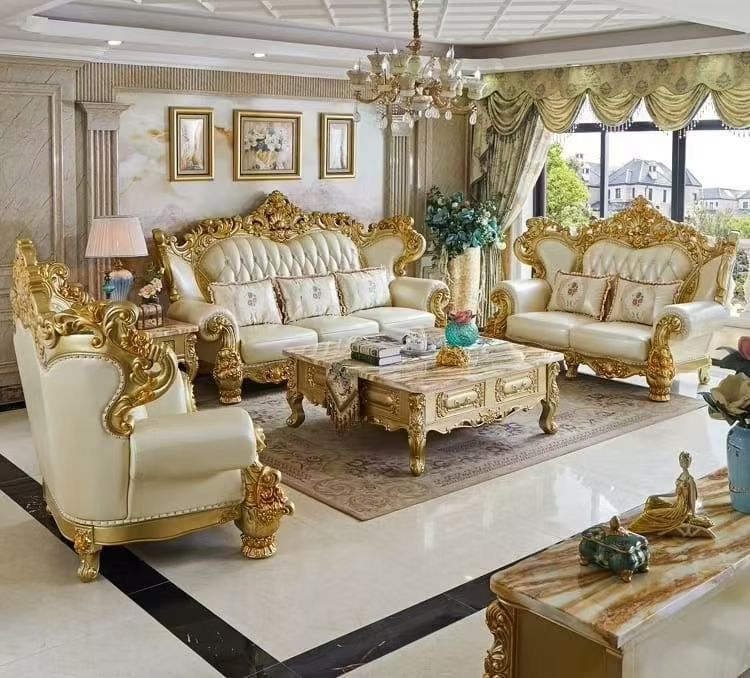 Royal Golden Upholstered Living Room Set (5-Piece)