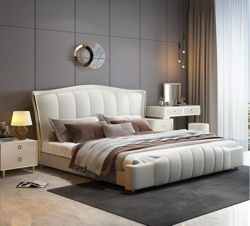 Luxury Cream Upholstered King Bed